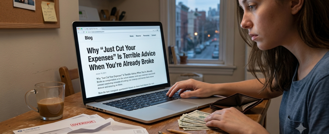 Why “Just Cut Your Expenses” Is Terrible Advice When You’re Already Broke