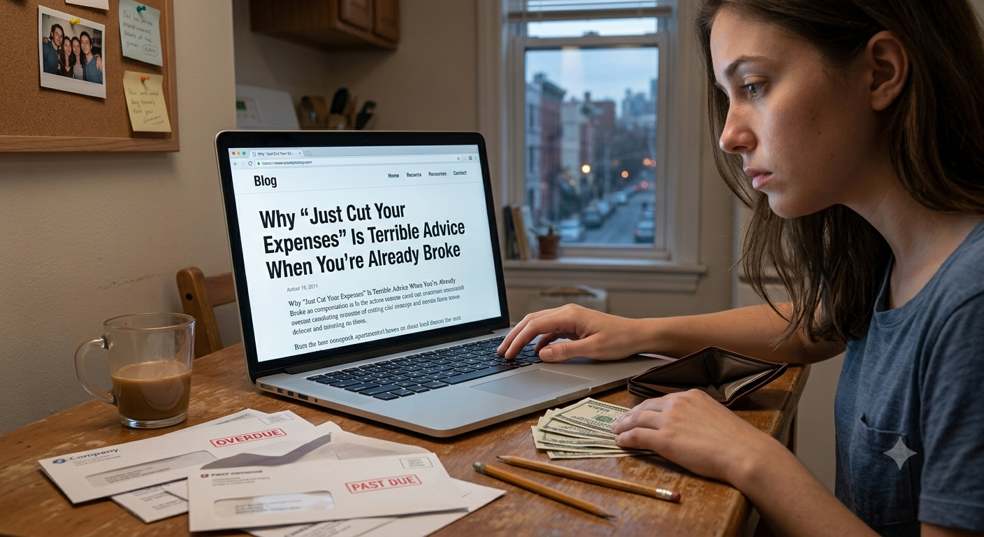 Why “Just Cut Your Expenses” Is Terrible Advice When You’re Already Broke